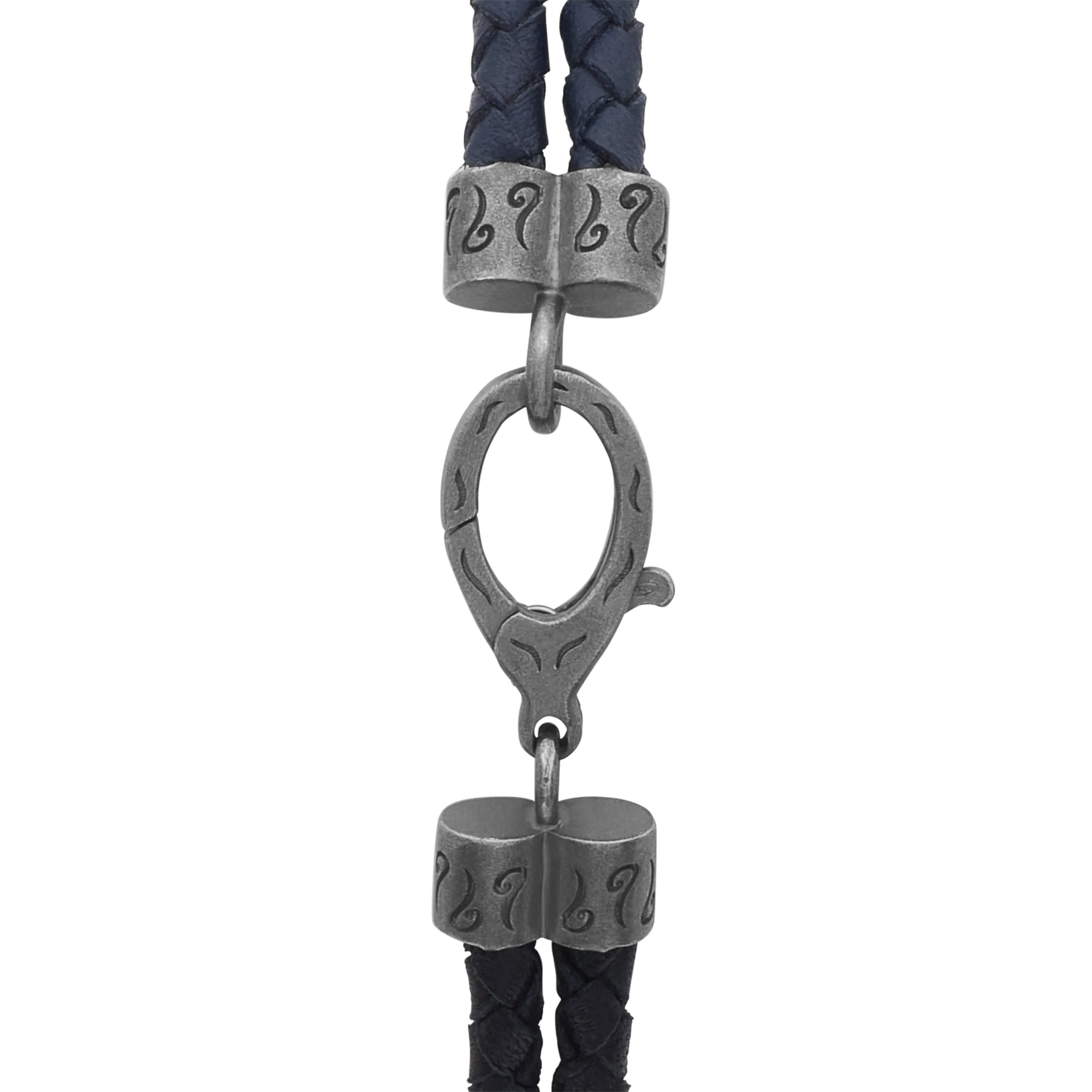 LASH Reef Knot Blue/Black Woven Leather and Oxidized Silver Bracelet sold by Marco Dal Maso product image thumbnail 5