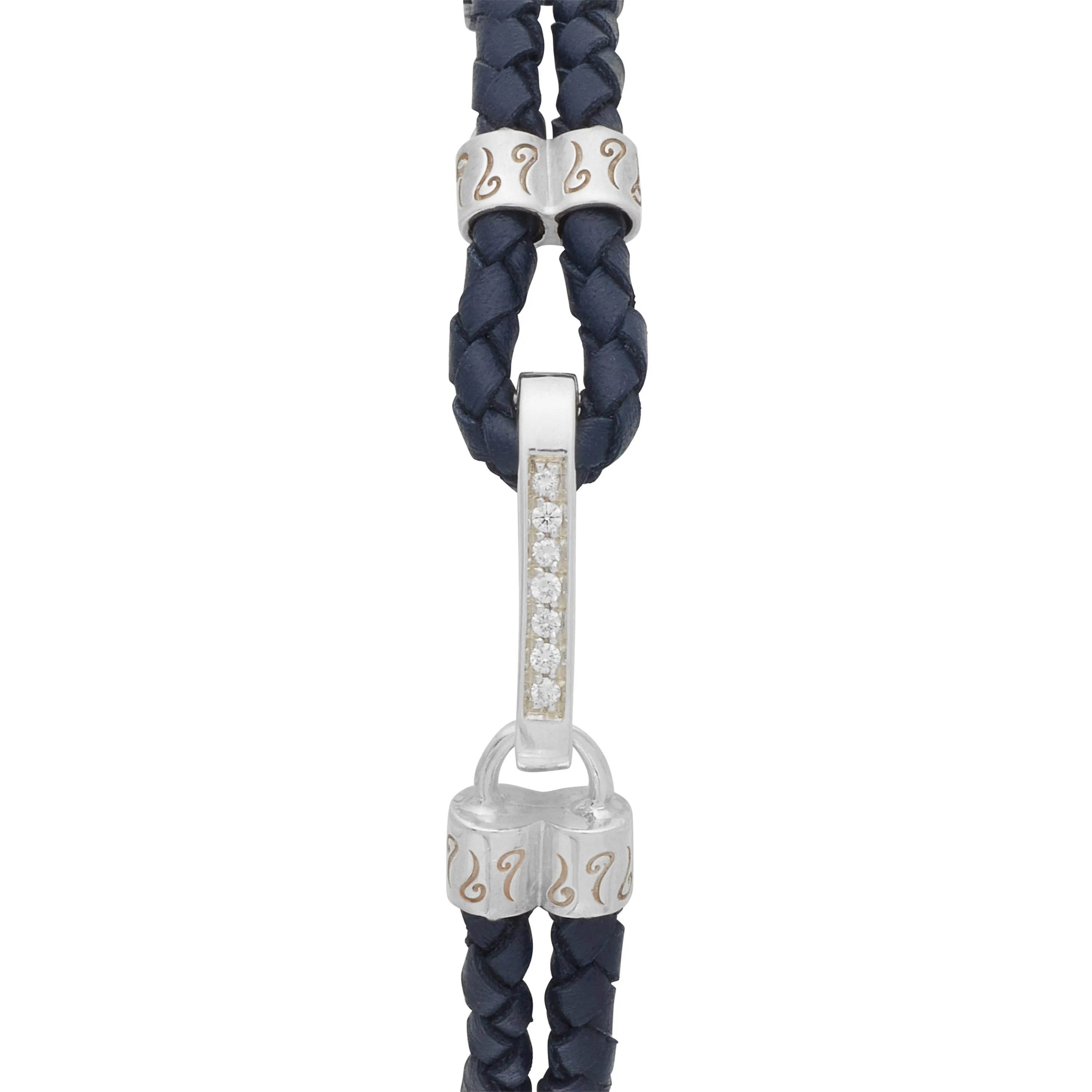 LASH White Diamonds Polished Silver Clasp Bracelet with Blue Leather sold by Marco Dal Maso product image thumbnail 3