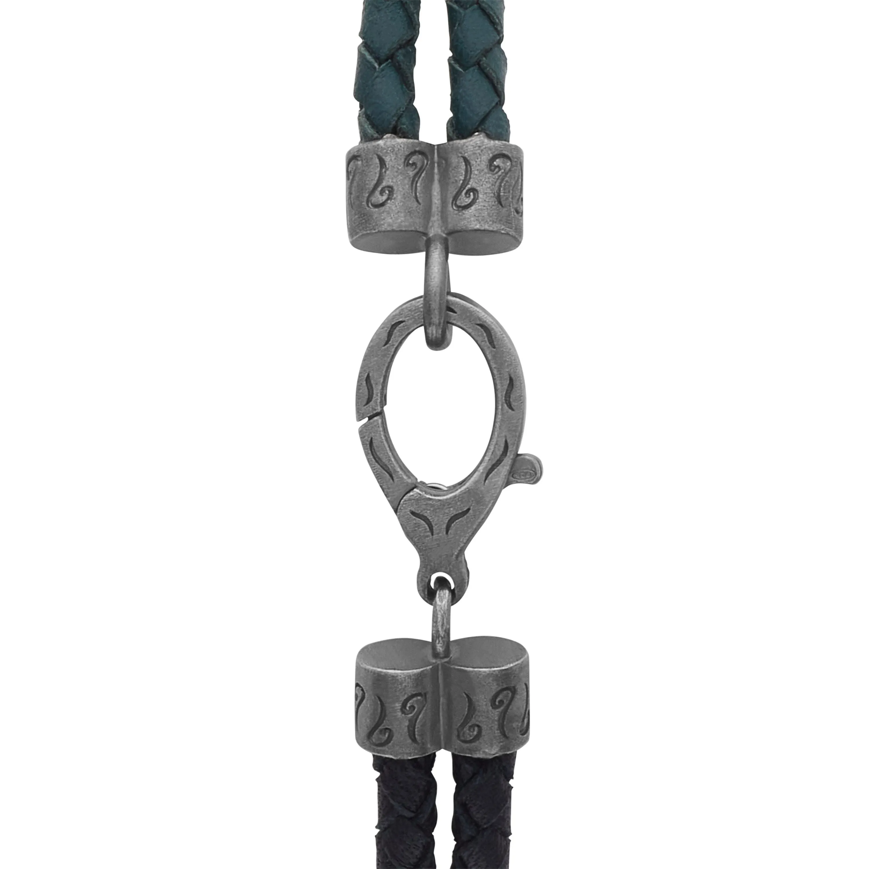 LASH Reef Knot Green/Black Woven Leather and Oxidized Silver Bracelet sold by Marco Dal Maso product image thumbnail 5