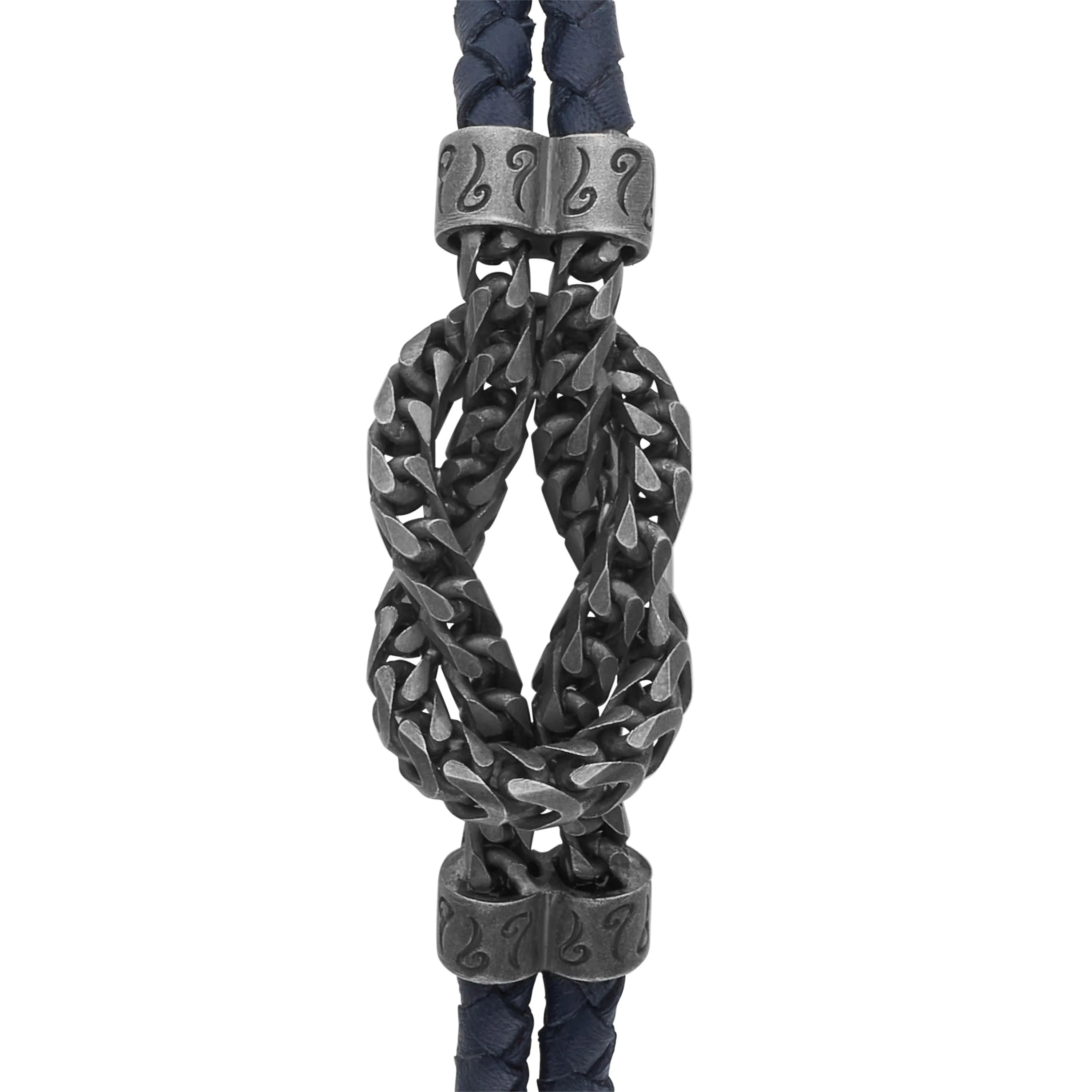 LASH Reef Knot Chain Oxidized Bracelet with blue leather sold by Marco Dal Maso product image thumbnail 4