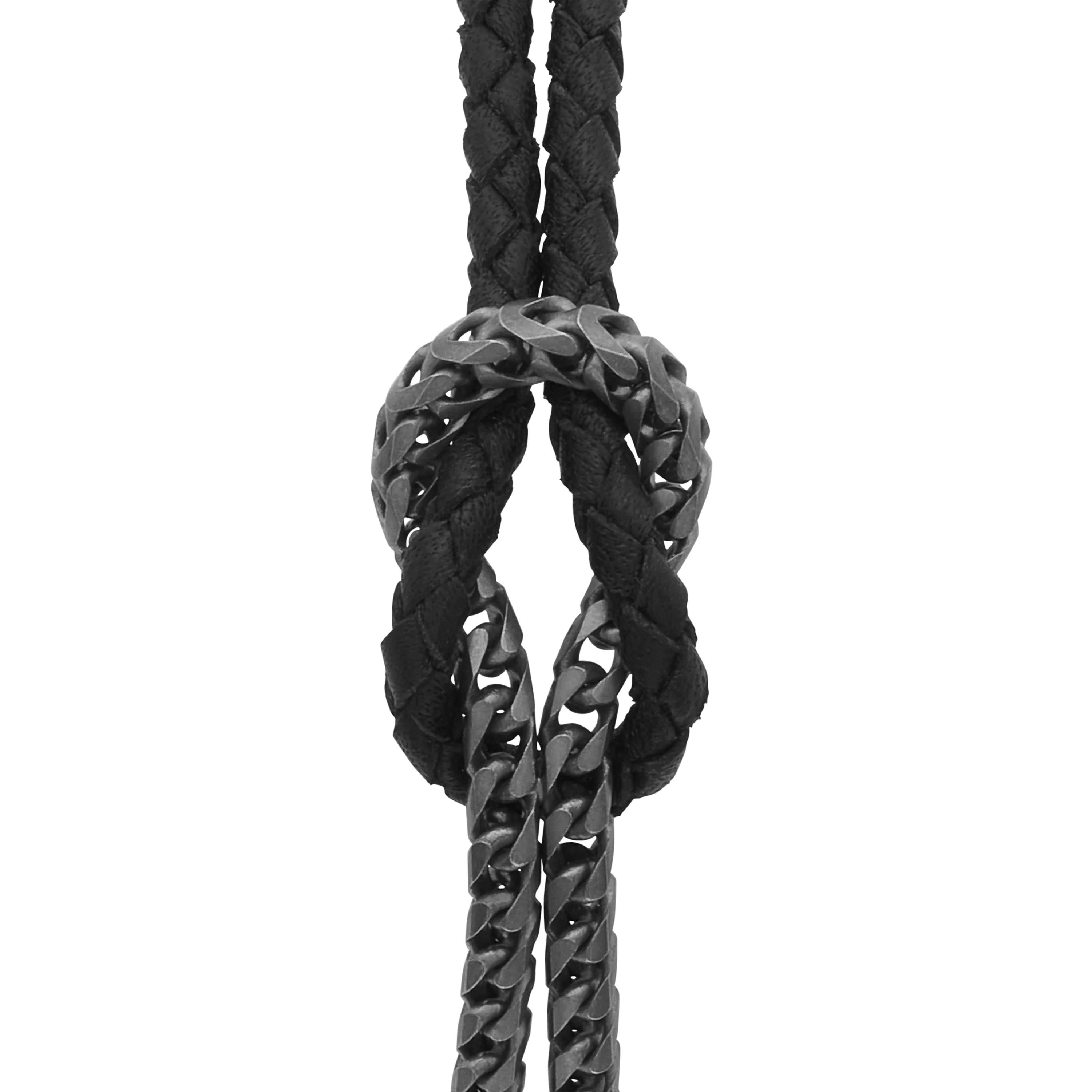 LASH Mix Reef Knot Chain Oxidized Bracelet and black leather sold by Marco Dal Maso product image thumbnail 4