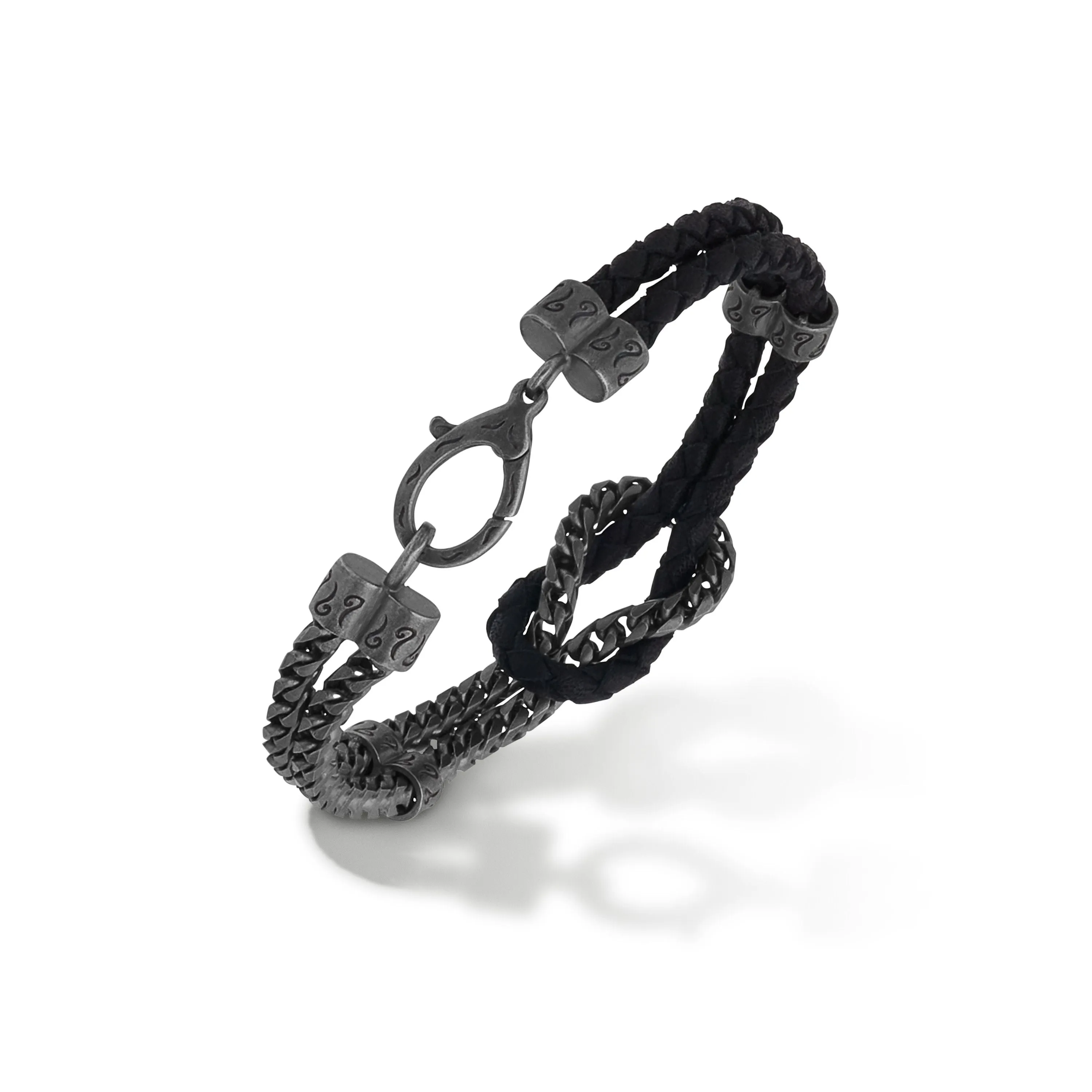 LASH Mix Reef Knot Chain Oxidized Bracelet and black leather sold by Marco Dal Maso product image thumbnail 3