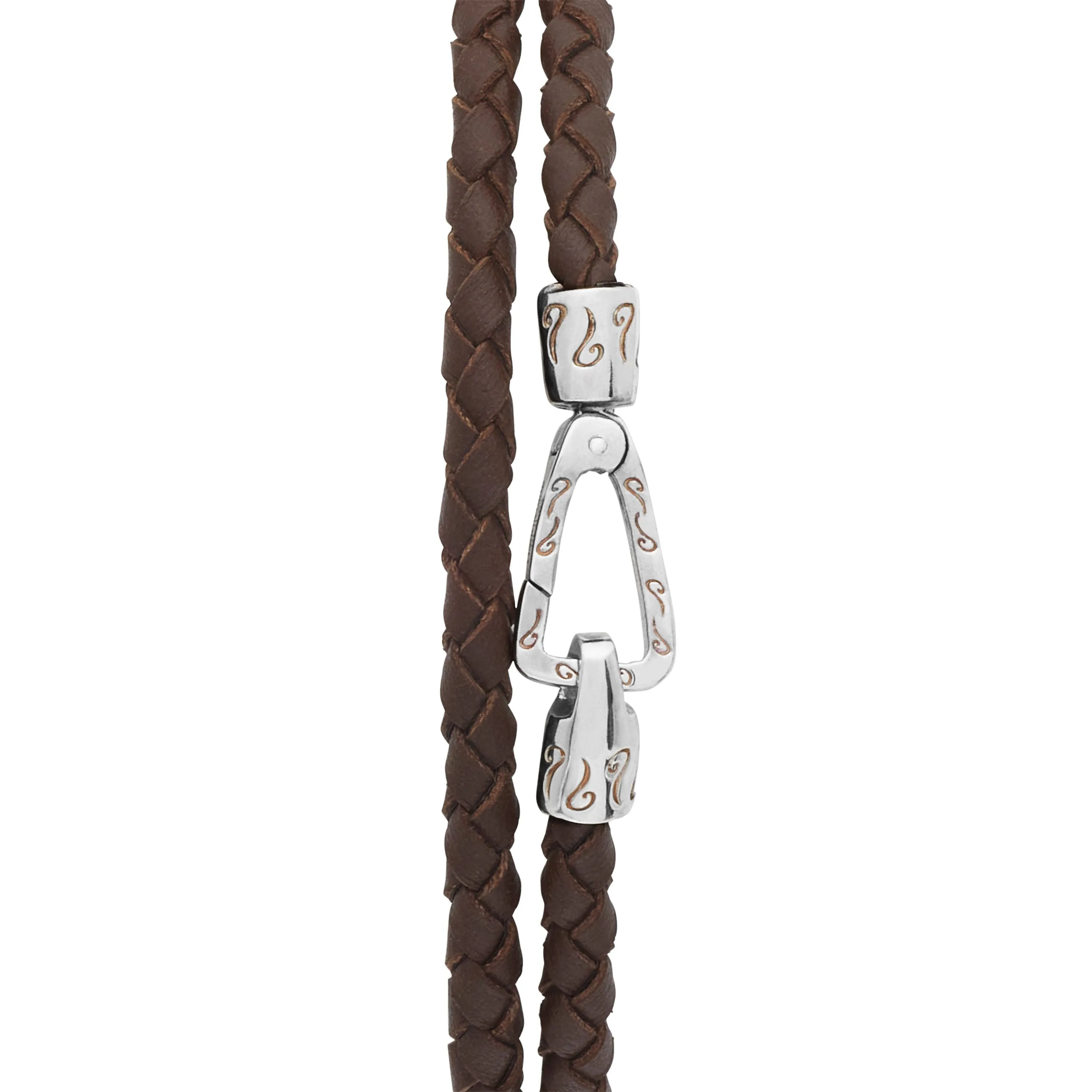 LASH Double Wrap Polished Silver and Brown Woven Leather Bracelet sold by Marco Dal Maso product image thumbnail 2