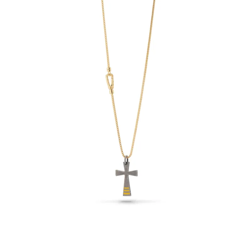 18K Yellow Gold Vermeil and Oxidized Pendant with yellow enamel sold by Marco Dal Maso