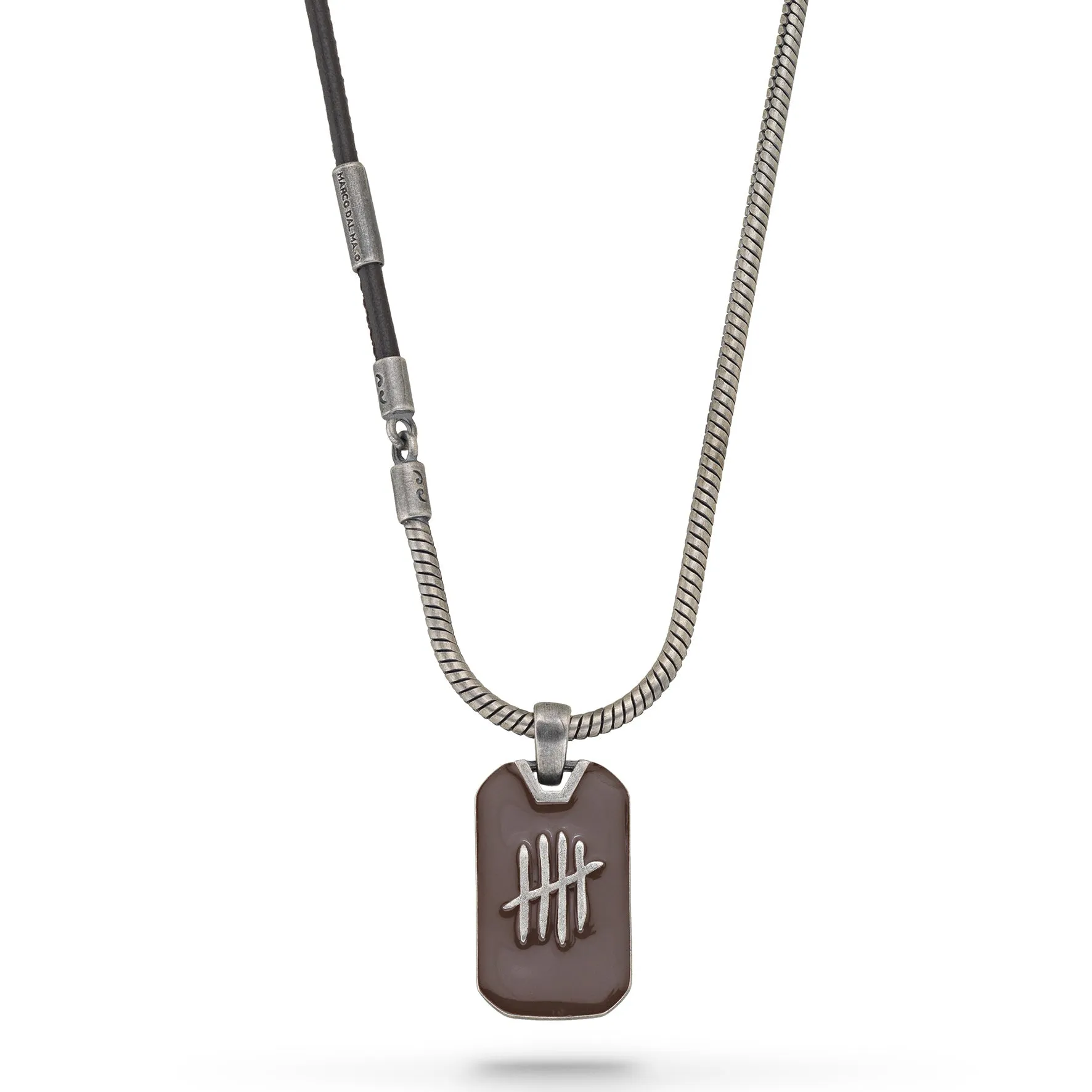 TRIUMPH Oxidized Silver Necklace with Brown Enamel sold by Marco Dal Maso