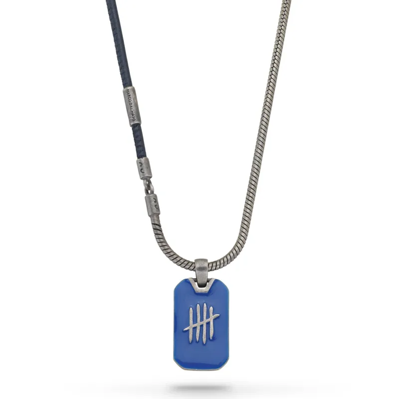 TRIUMPH Oxidized Silver Necklace with Blue Enamel sold by Marco Dal Maso