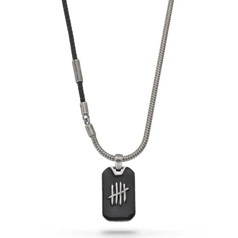 TRIUMPH Oxidized Silver Necklace with Black Enamel sold by Marco Dal Maso