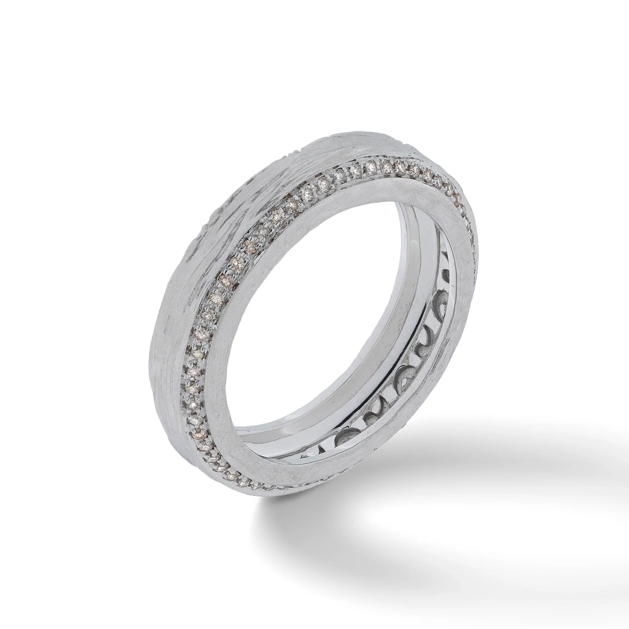 THE OTHER HALF Narrow Ring with Champagne Diamonds and 18kt White Gold sold by Marco Dal Maso