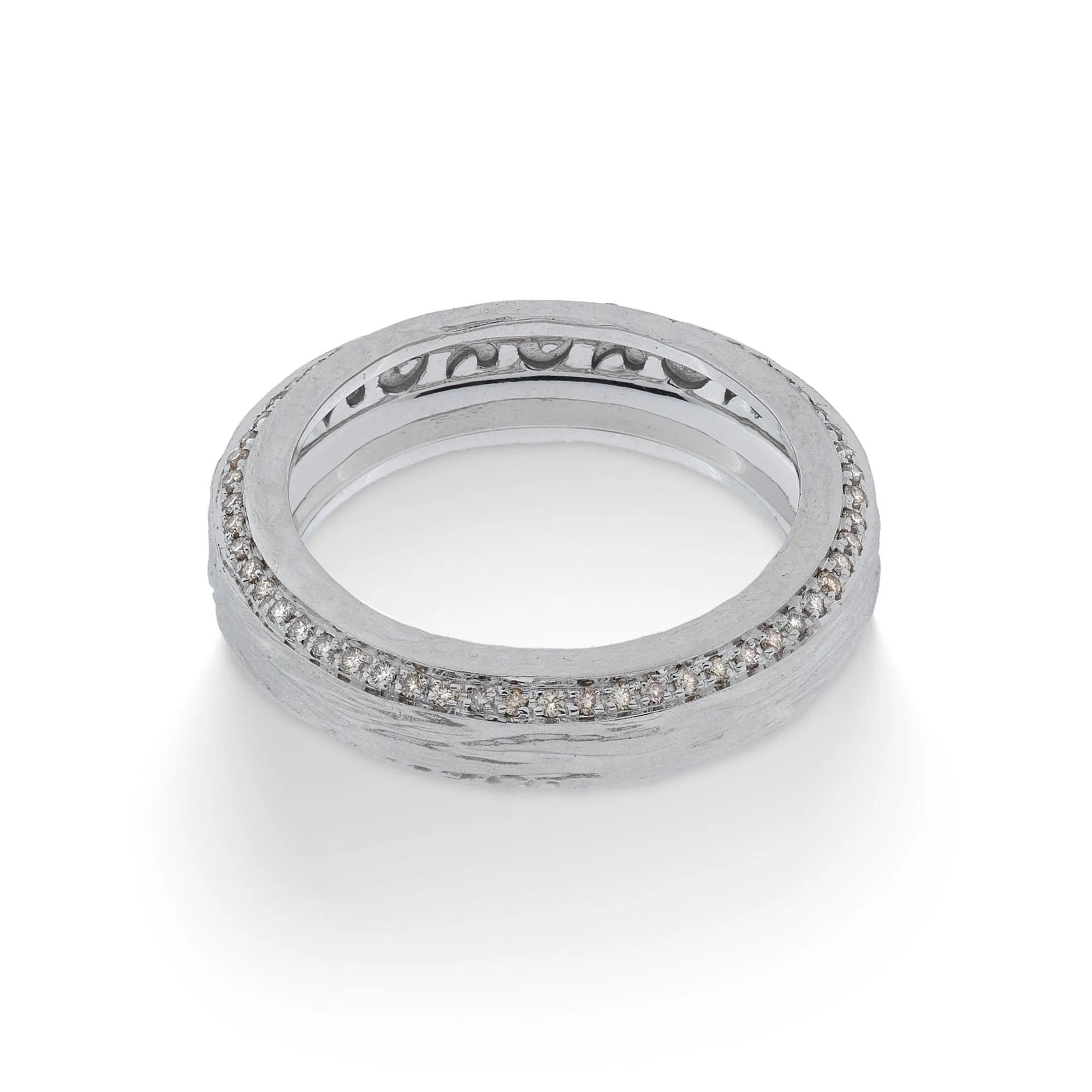 THE OTHER HALF Narrow Ring with Champagne Diamonds and 18kt White Gold sold by Marco Dal Maso product image thumbnail 2