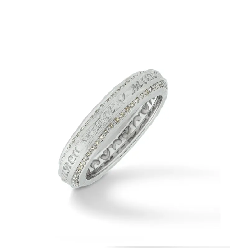 THE OTHER HALF Narrow Ring with Double Line Champagne Diamonds and 18kt White Gold sold by Marco Dal Maso