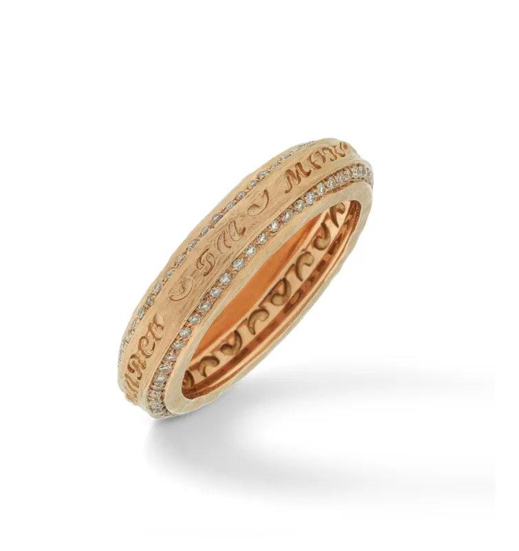 THE OTHER HALF Narrow Ring with Double Line Champagne Diamonds and 18kt Rose Gold sold by Marco Dal Maso