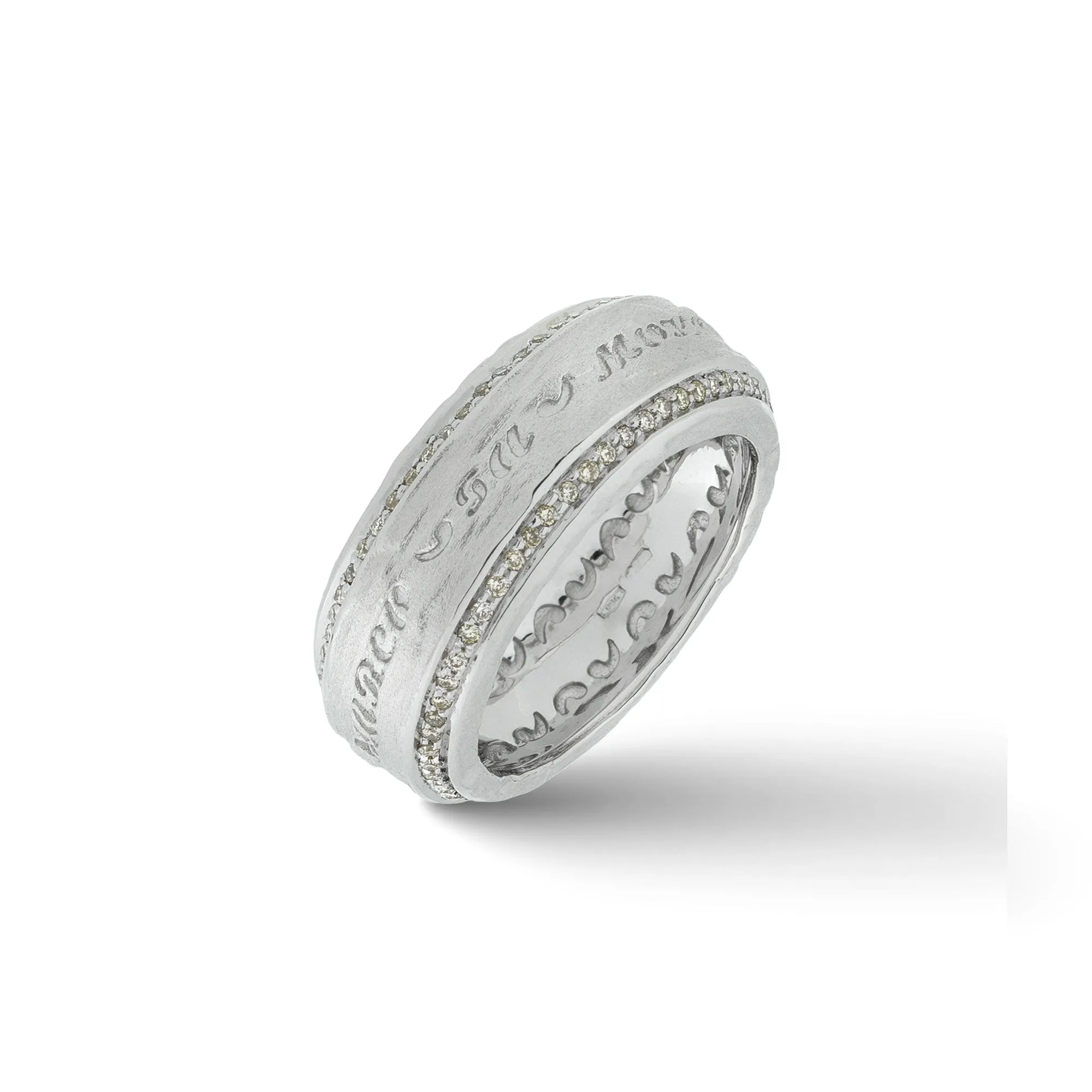 THE OTHER HALF Ring with Double Line Champagne Diamonds and 18kt White Gold sold by Marco Dal Maso