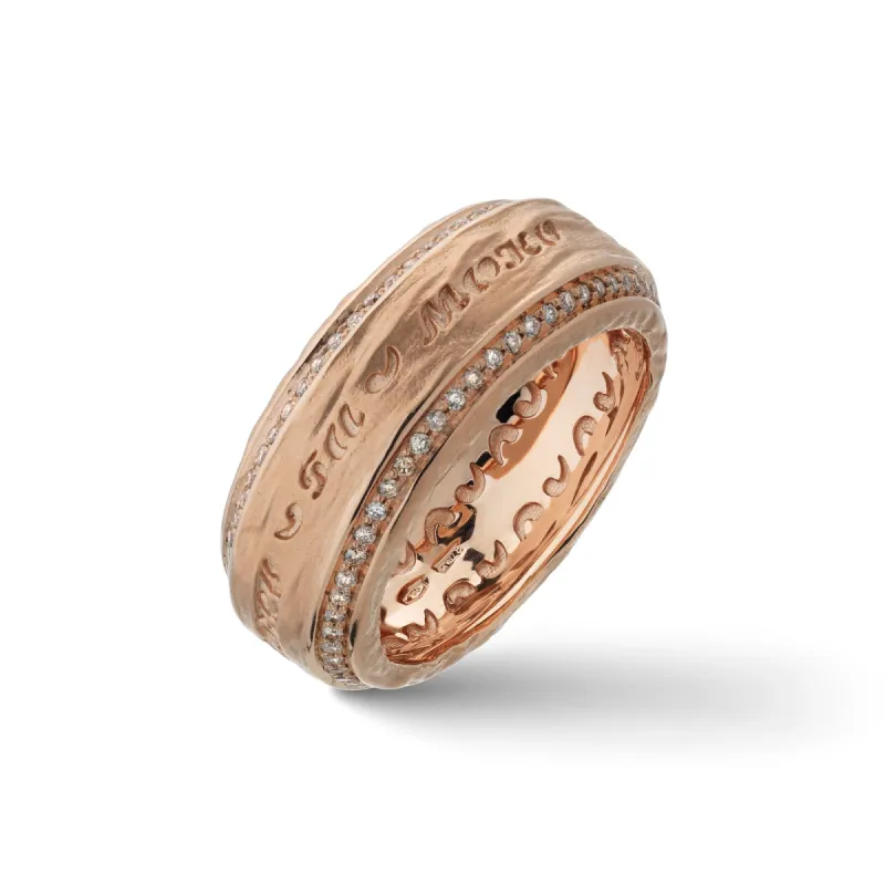 THE OTHER HALF Ring with Double Line Champagne Diamonds and 18kt Rose Gold sold by Marco Dal Maso