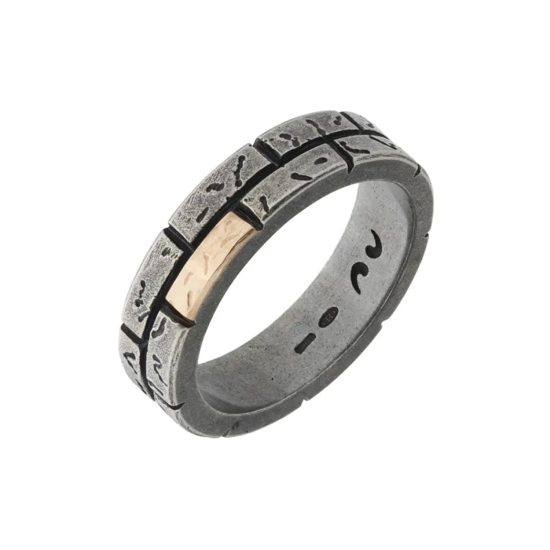 MURALES 18kt Gold & Silver Ring with Black Enamel sold by Marco Dal Maso