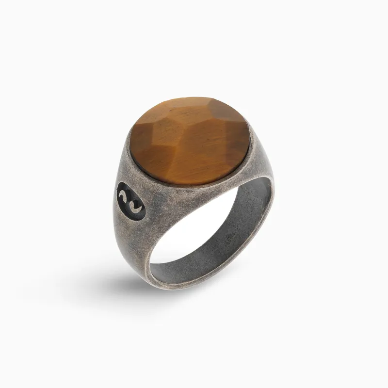 MONETA Oxidized Silver & Tiger Eye Signet Ring sold by Marco Dal Maso