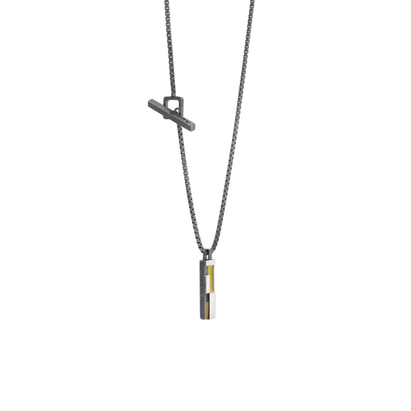 De Stijl Oxidized and Polished Silver Pendant with Yellow Enamel sold by Marco Dal Maso