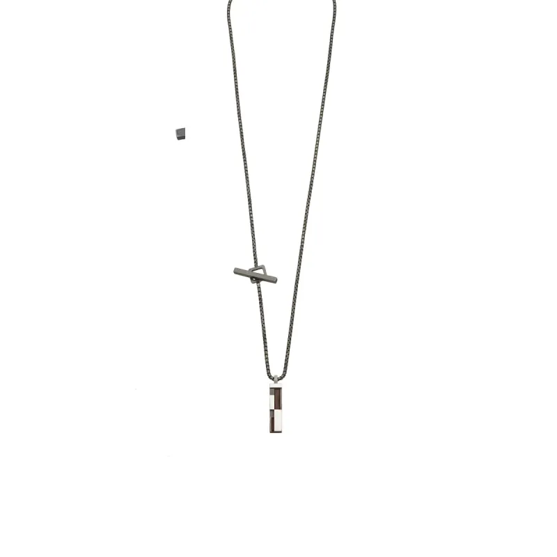 De Stijl Oxidized and Polished Silver Pendant with Brown Enamel sold by Marco Dal Maso