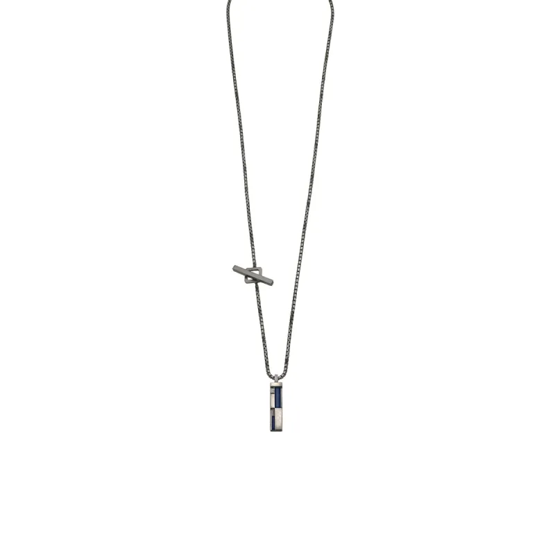 De Stijl Oxidized and Polished Silver Pendant with Blue Enamel sold by Marco Dal Maso