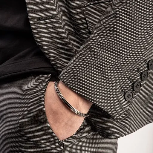 ACIES Slim Polished Silver Cuff with Black Enamel sold by Marco Dal Maso product image thumbnail 2