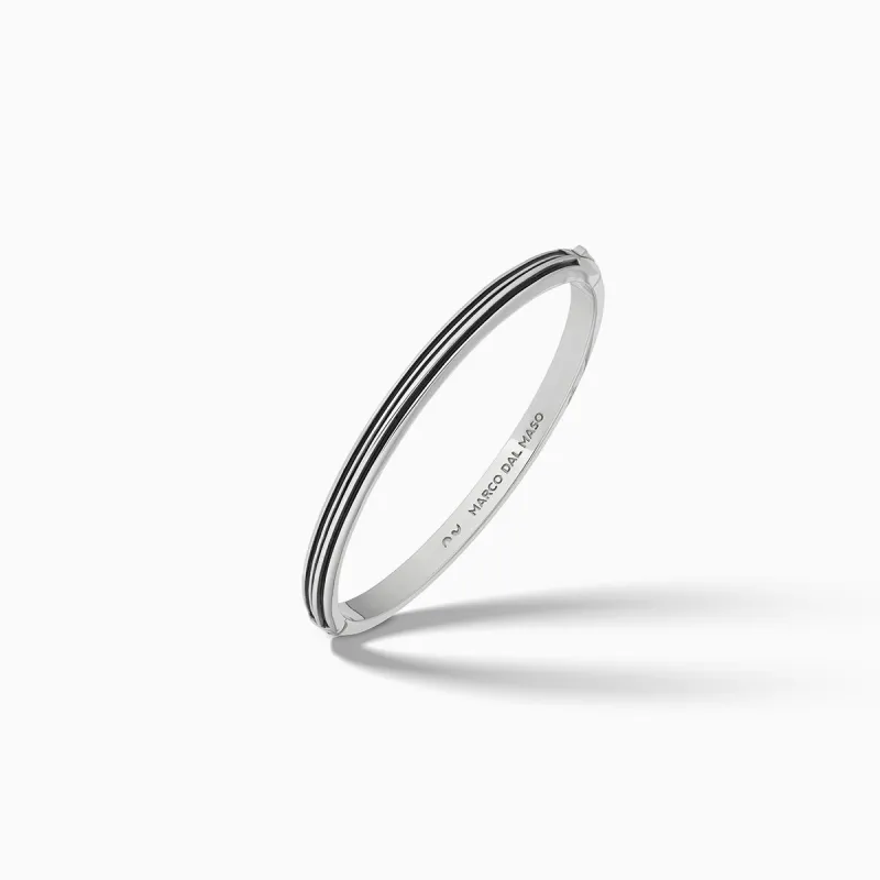 ACIES Slim Polished Silver Cuff with Black Enamel sold by Marco Dal Maso