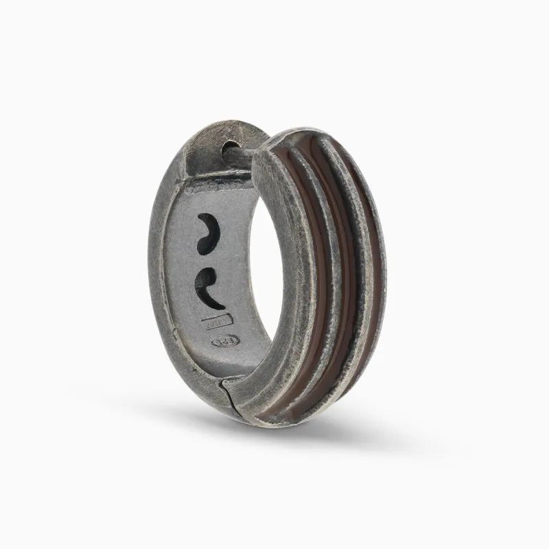 ACIES Oxidized Silver Earring with Brown Enamel sold by Marco Dal Maso