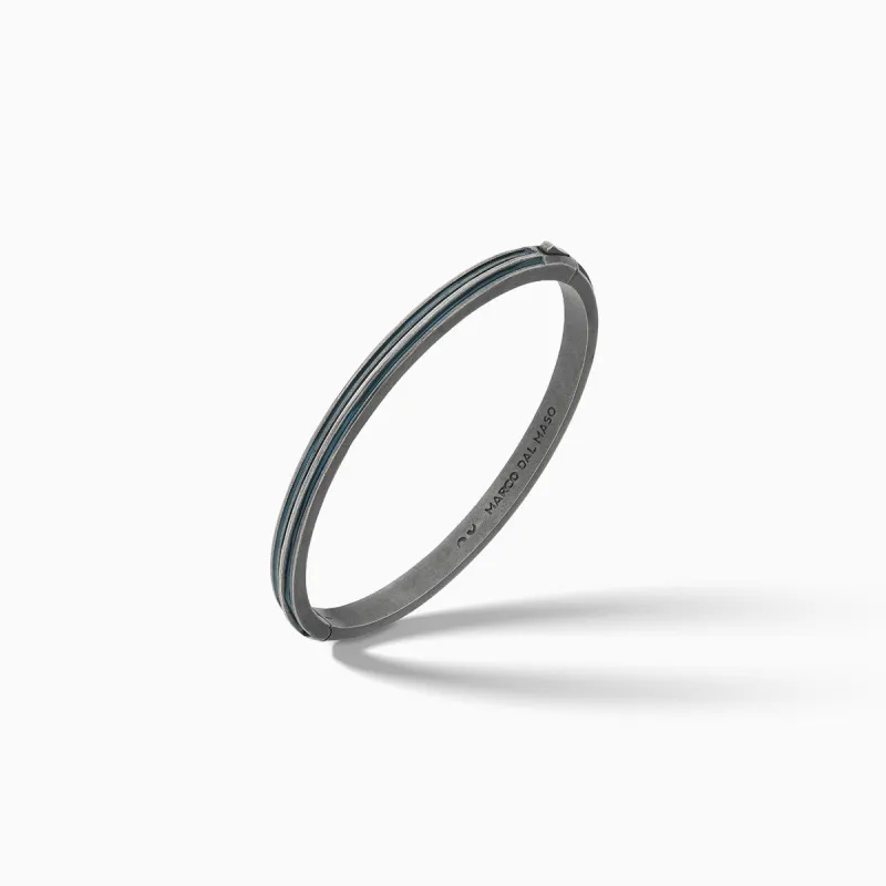 ACIES Slim Oxidized Silver Cuff with Green Enamel sold by Marco Dal Maso