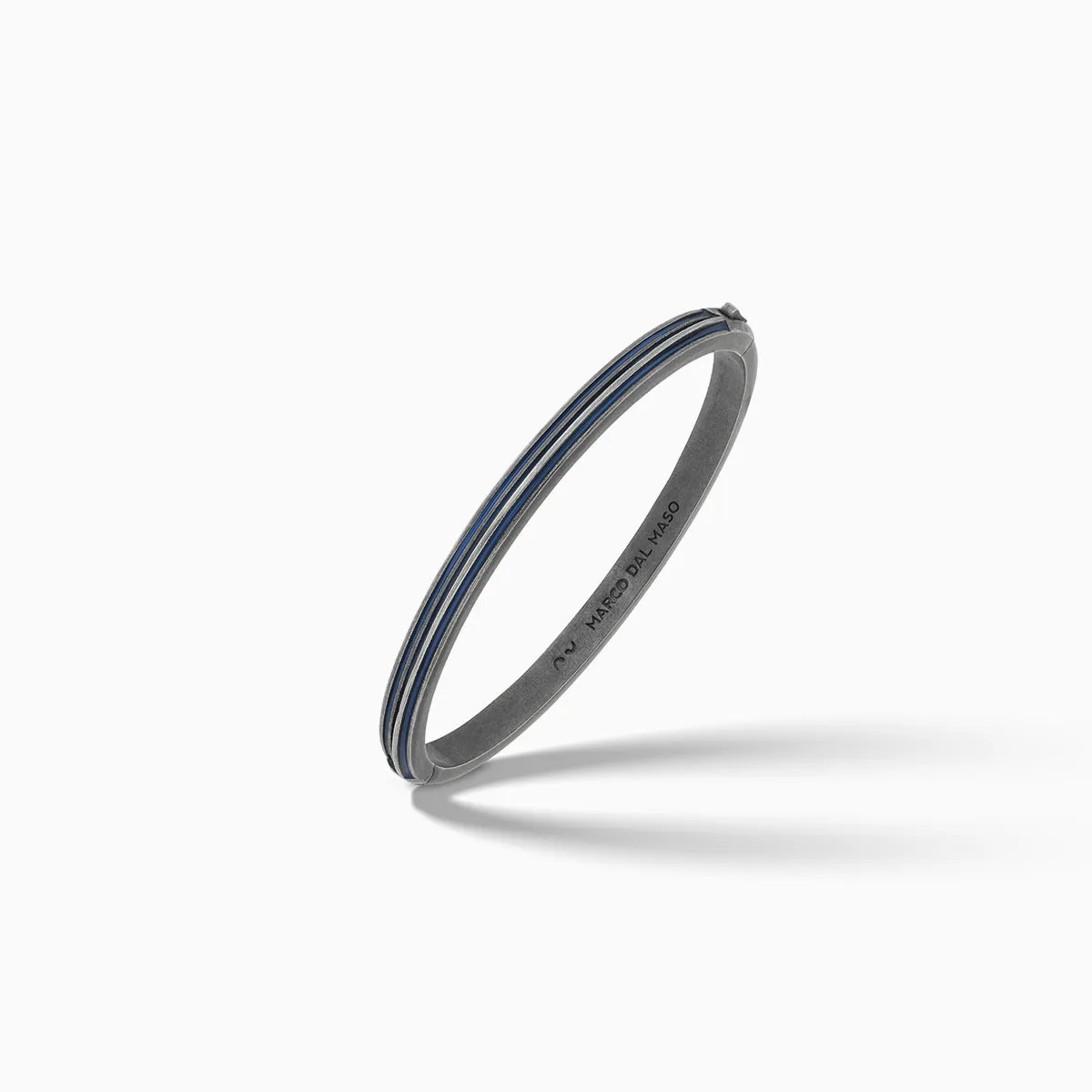 ACIES Slim Oxidized Silver Cuff with Blue Enamel sold by Marco Dal Maso