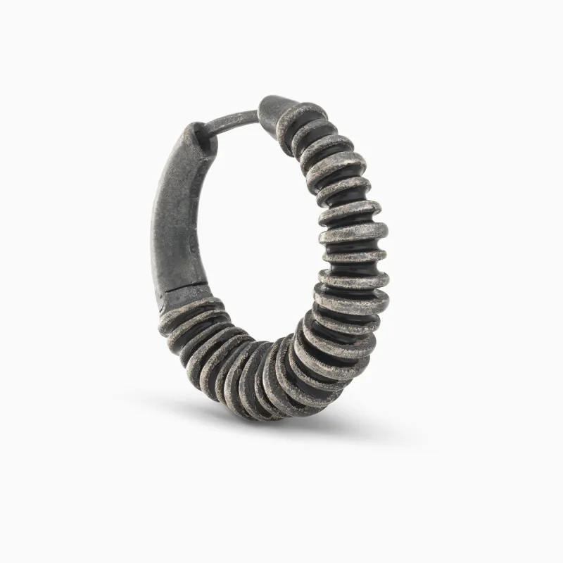 ACIES Satellite Hoop Oxidized Silver Earring with Black Enamel sold by Marco Dal Maso