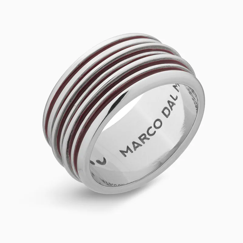 ACIES Polished Silver Band with Red Enamel sold by Marco Dal Maso