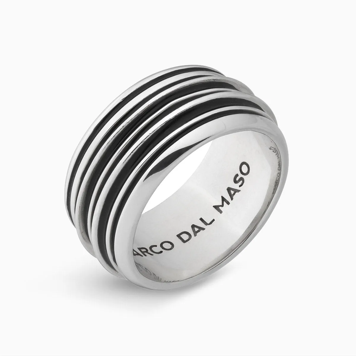 ACIES Polished Silver Band with Black Enamel sold by Marco Dal Maso