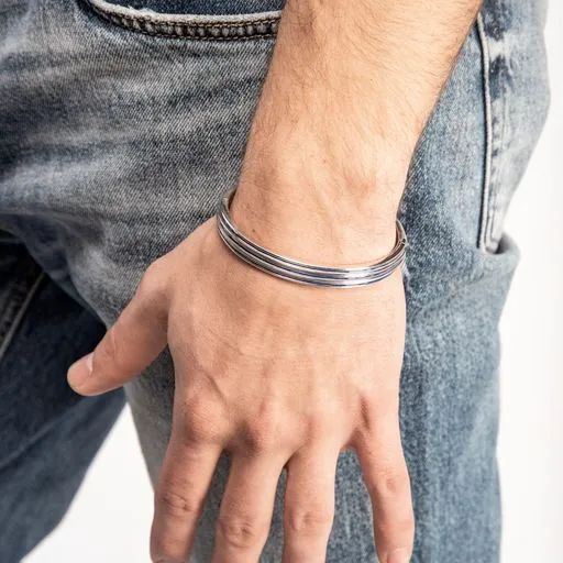 ACIES Polished Silver Cuff with Blue Enamel sold by Marco Dal Maso product image thumbnail 4