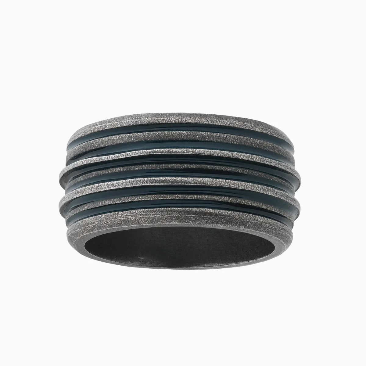 ACIES Double Oxidized Silver Ring with Green Enamel sold by Marco Dal Maso product image thumbnail 2