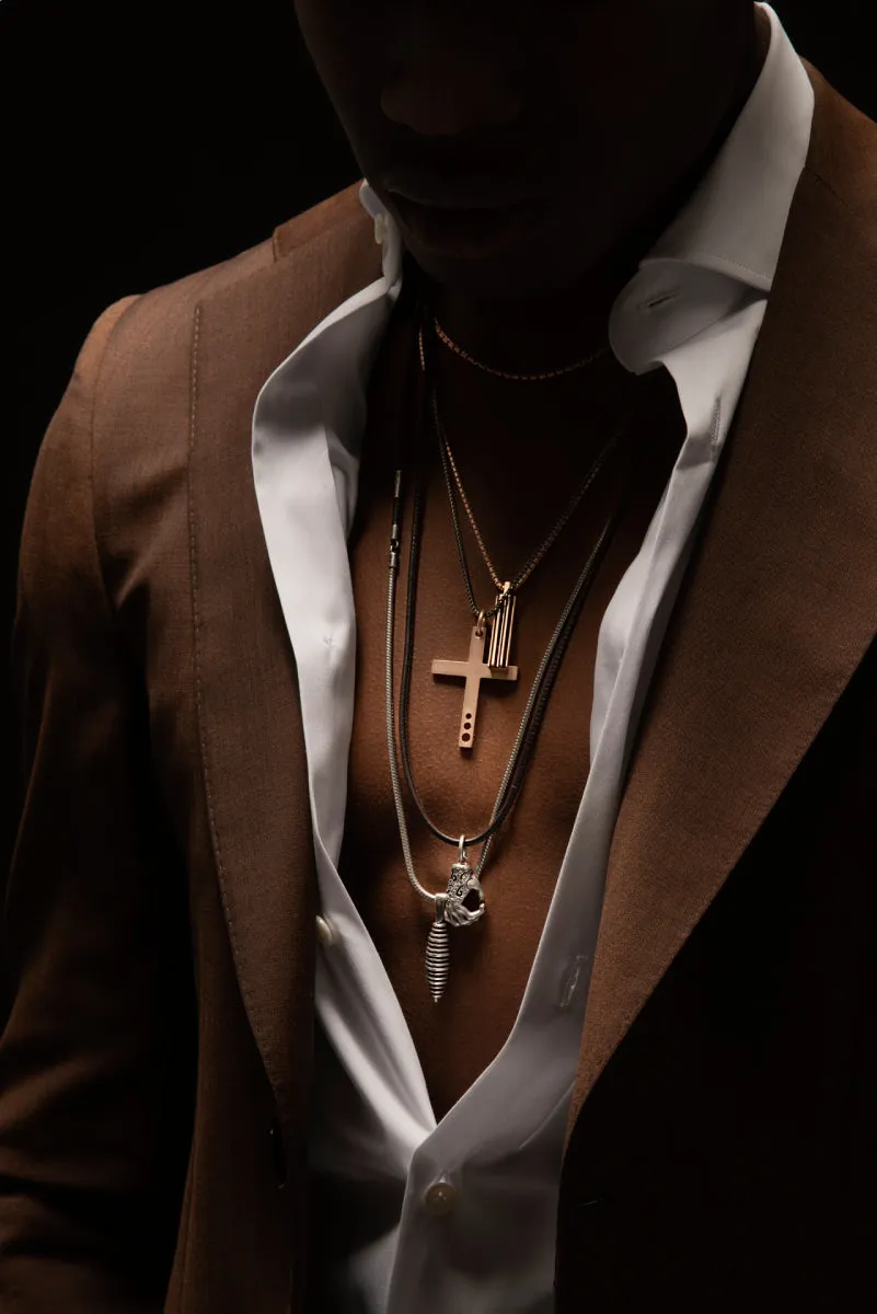 ACIES Cocoon Oxidized Silver and Brown Leather Pendant with Brown Enamel sold by Marco Dal Maso product image thumbnail 2