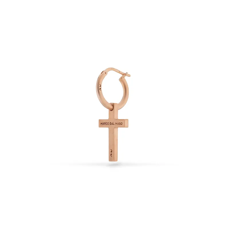 Cross Hoop Matte 18K Rose Gold Vermeil Earring sold by Marco Dal Maso