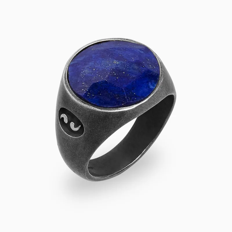 MONETA Oxidized Silver & Lapis Signet Ring sold by Marco Dal Maso