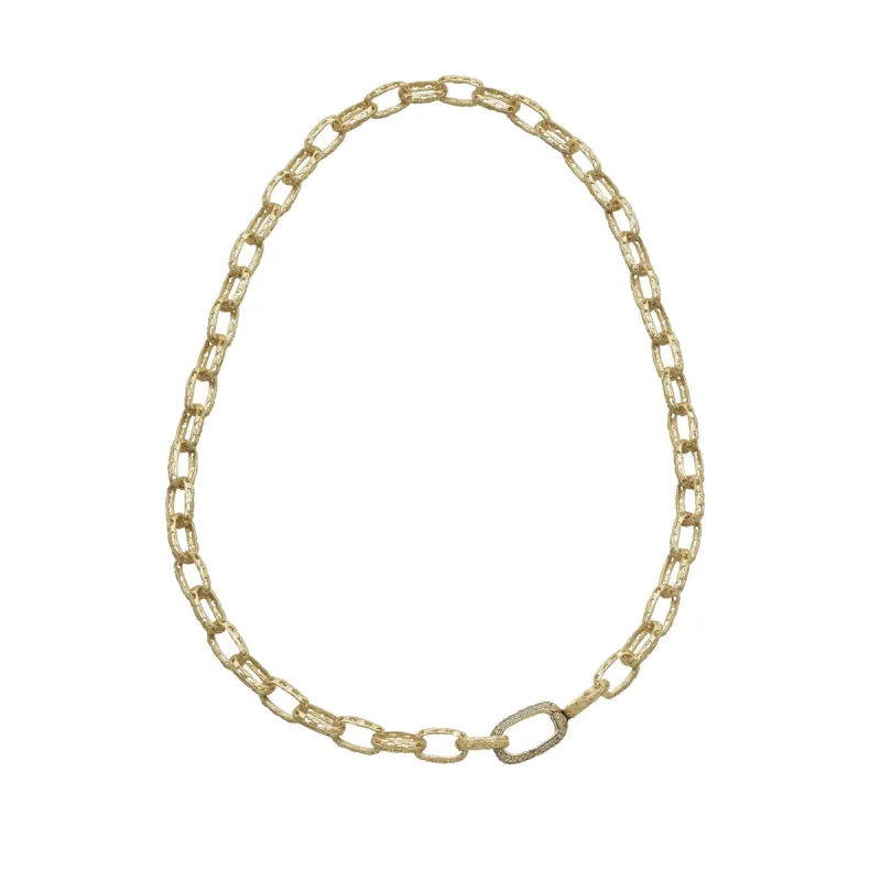 18kt Gold Warrior Single Pavé Link Necklace sold by Marco Dal Maso