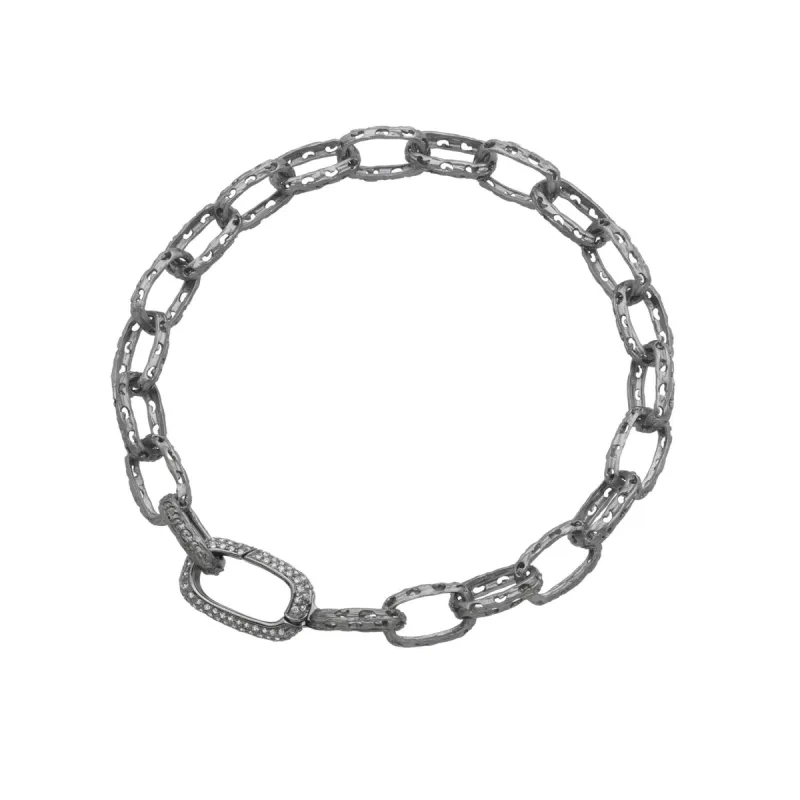 18kt Gold Warrior Single Pavé Link Bracelet sold by Marco Dal Maso