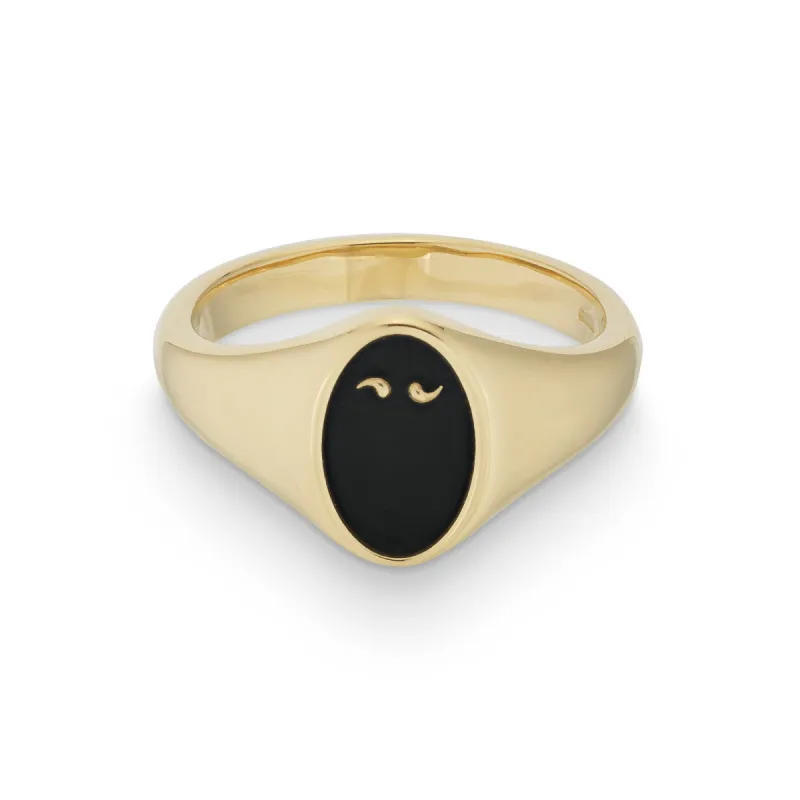 FRAME Black Enameled Signet 18k Ring sold by Marco Dal Maso