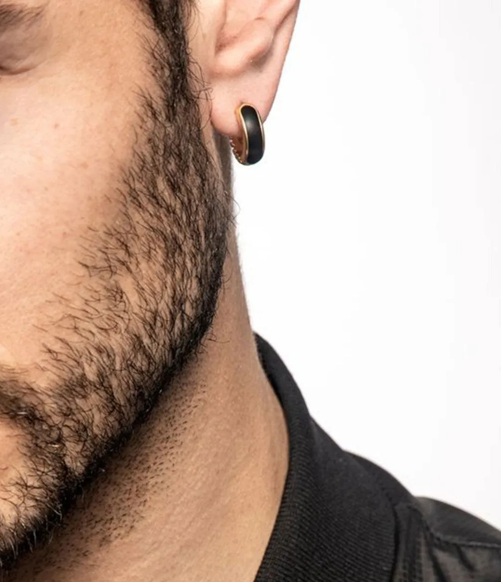 FRAME Black Enameled Hoop Mono 18k Earring sold by Marco Dal Maso product image thumbnail 4