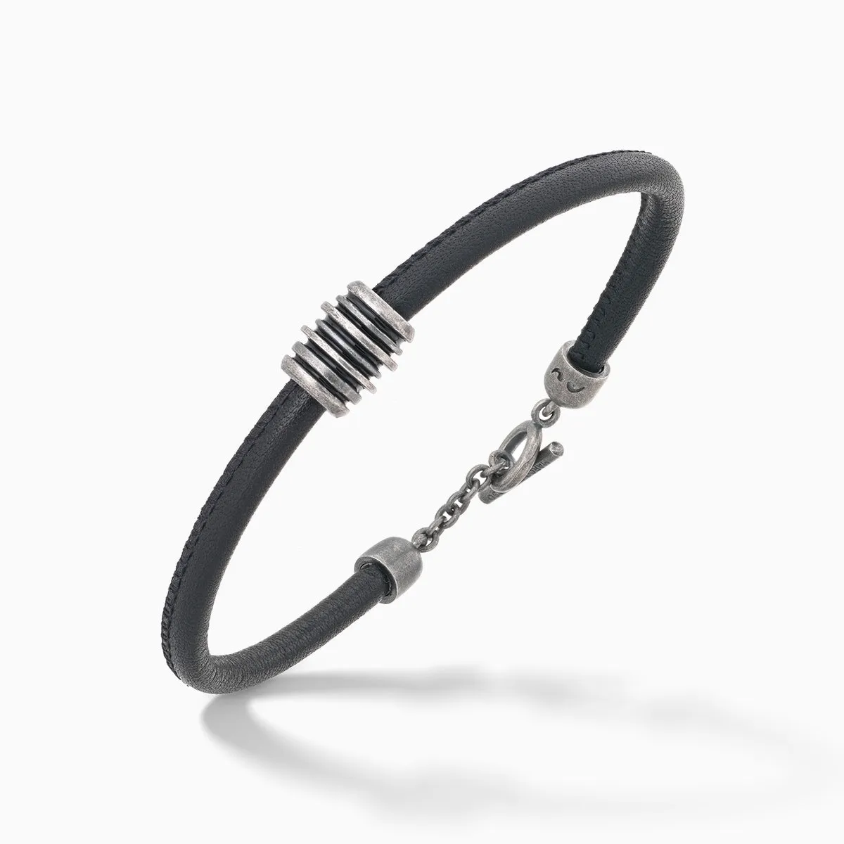 ACIES Roller Bracelet with Black Enamel and Leather sold by Marco Dal Maso