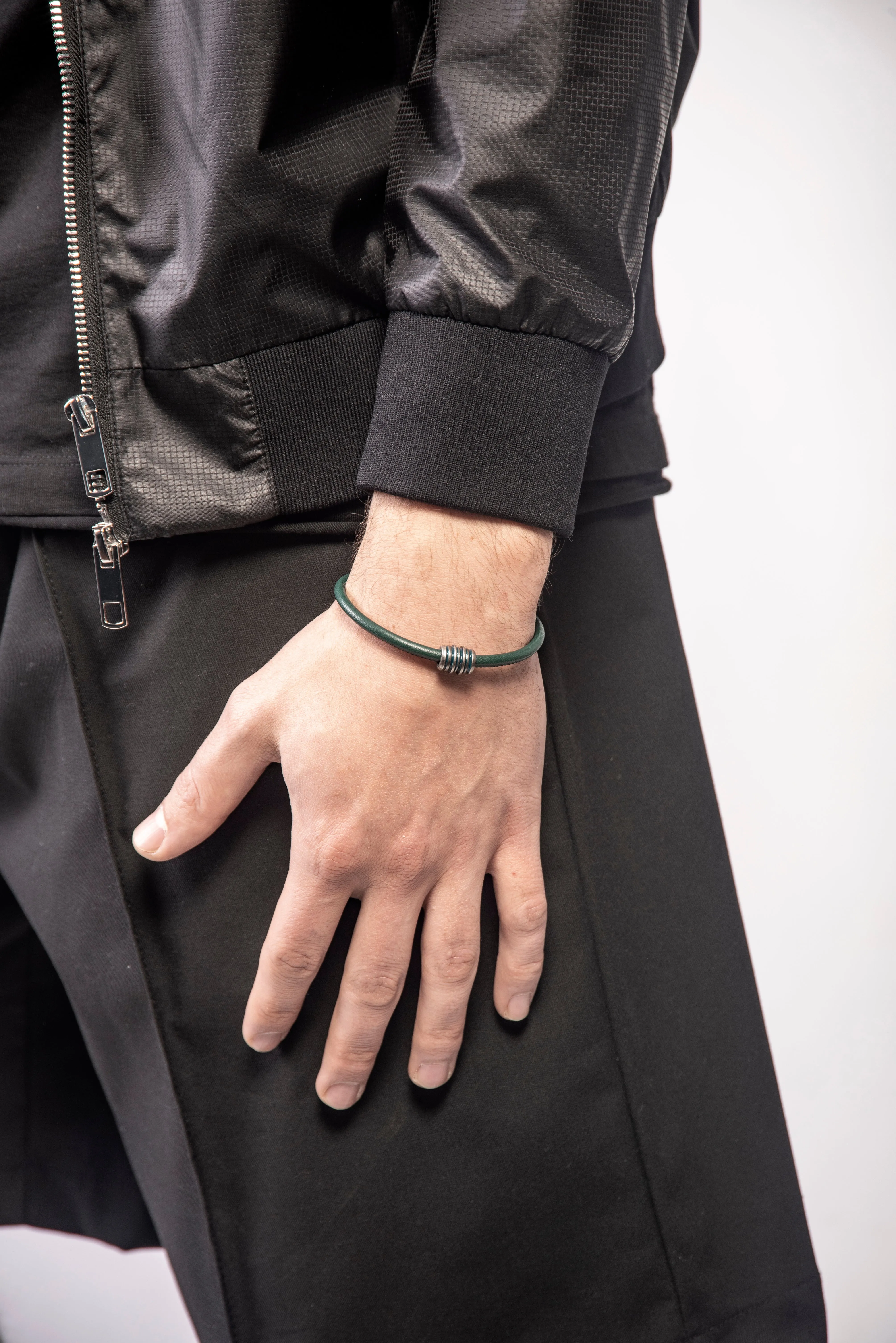 ACIES Roller Bracelet with Green Enamel and Leather sold by Marco Dal Maso product image thumbnail 3