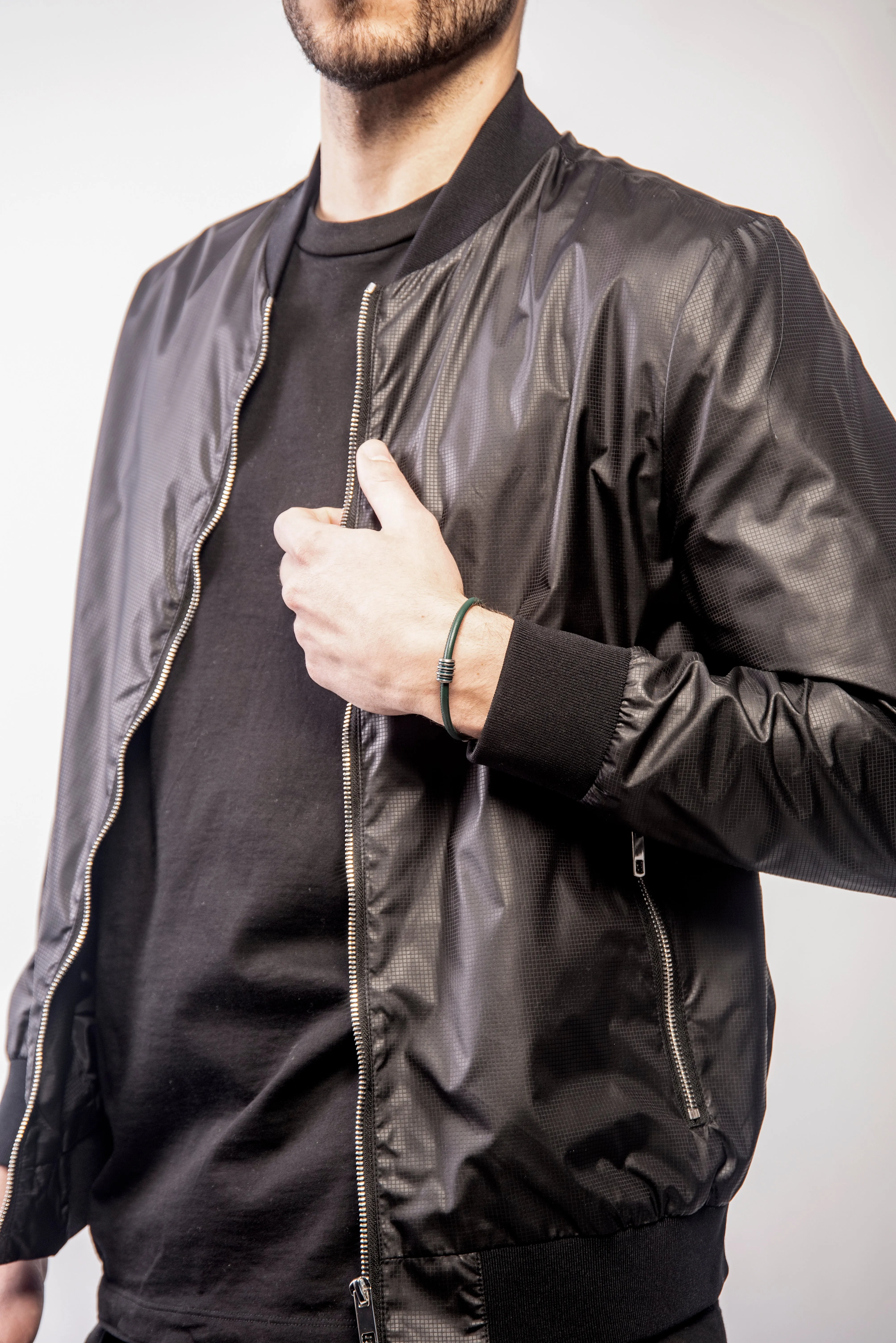 ACIES Roller Bracelet with Green Enamel and Leather sold by Marco Dal Maso product image thumbnail 2