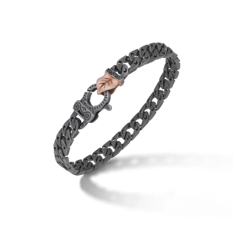 FLAMING TONGUE 18k Rose Gold Vermeil and Oxidized Bracelet with Black Diamonds sold by Marco Dal Maso