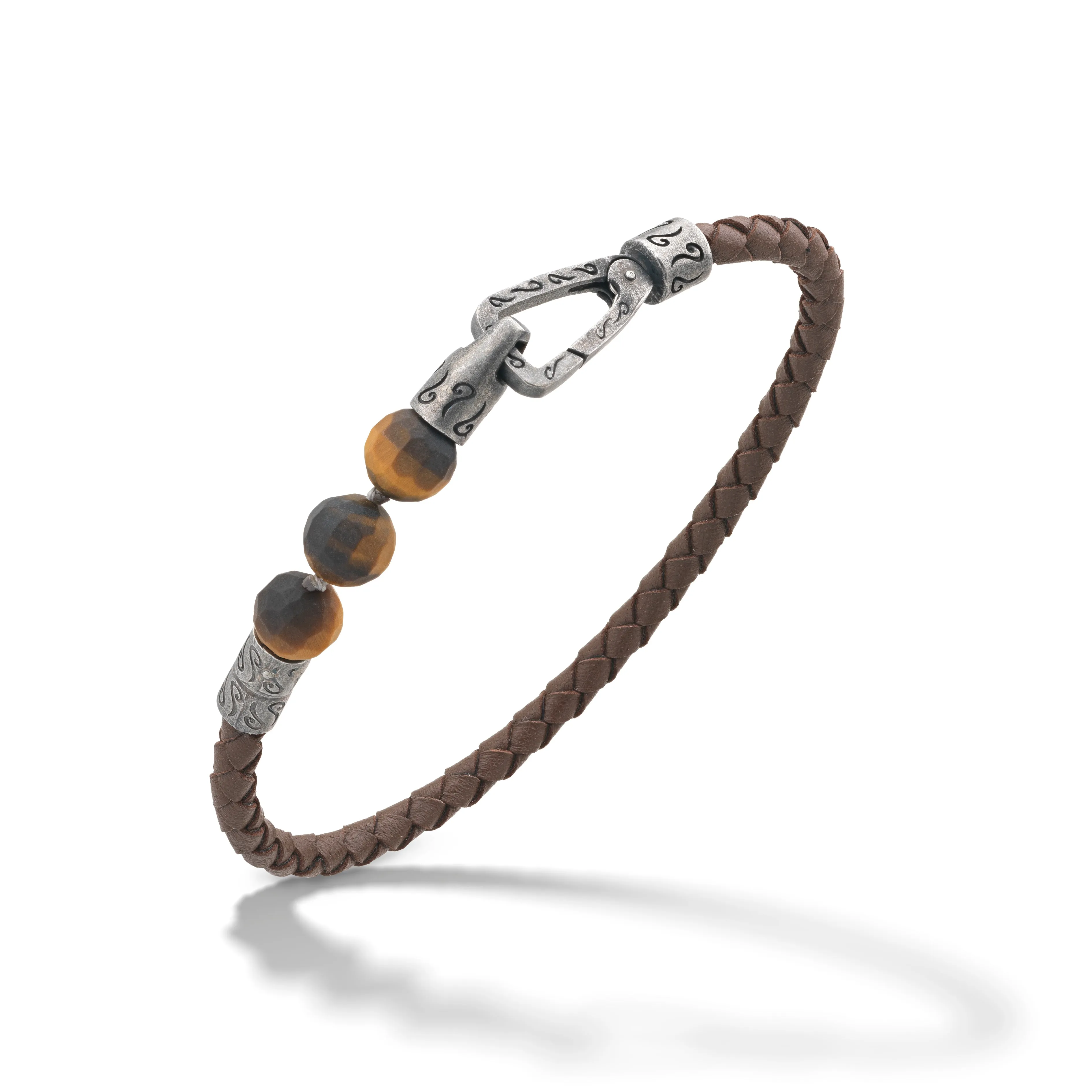 LASH 3 Beaded Tiger Eye with brown leather bracelet sold by Marco Dal Maso product image thumbnail 3