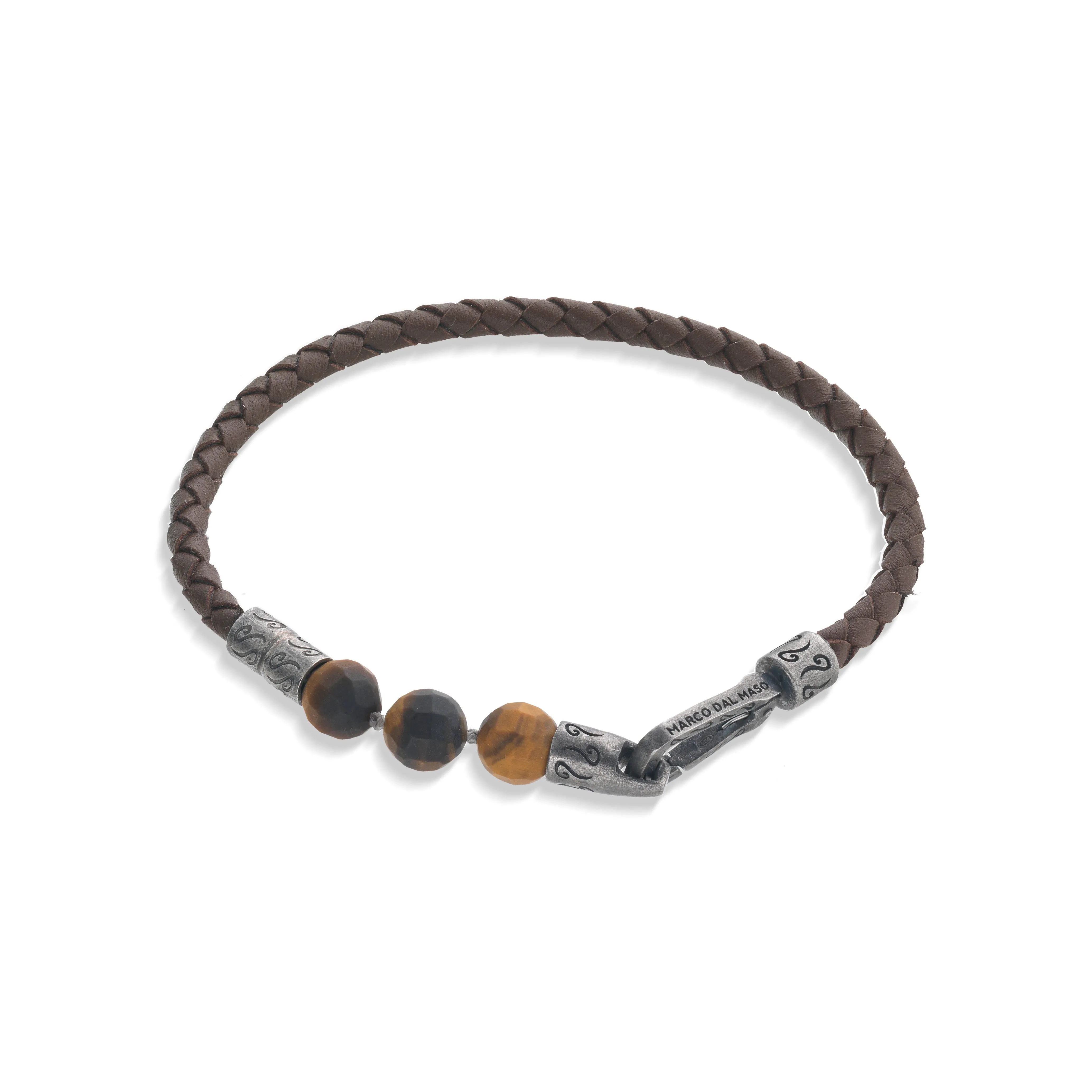 LASH 3 Beaded Tiger Eye with brown leather bracelet sold by Marco Dal Maso