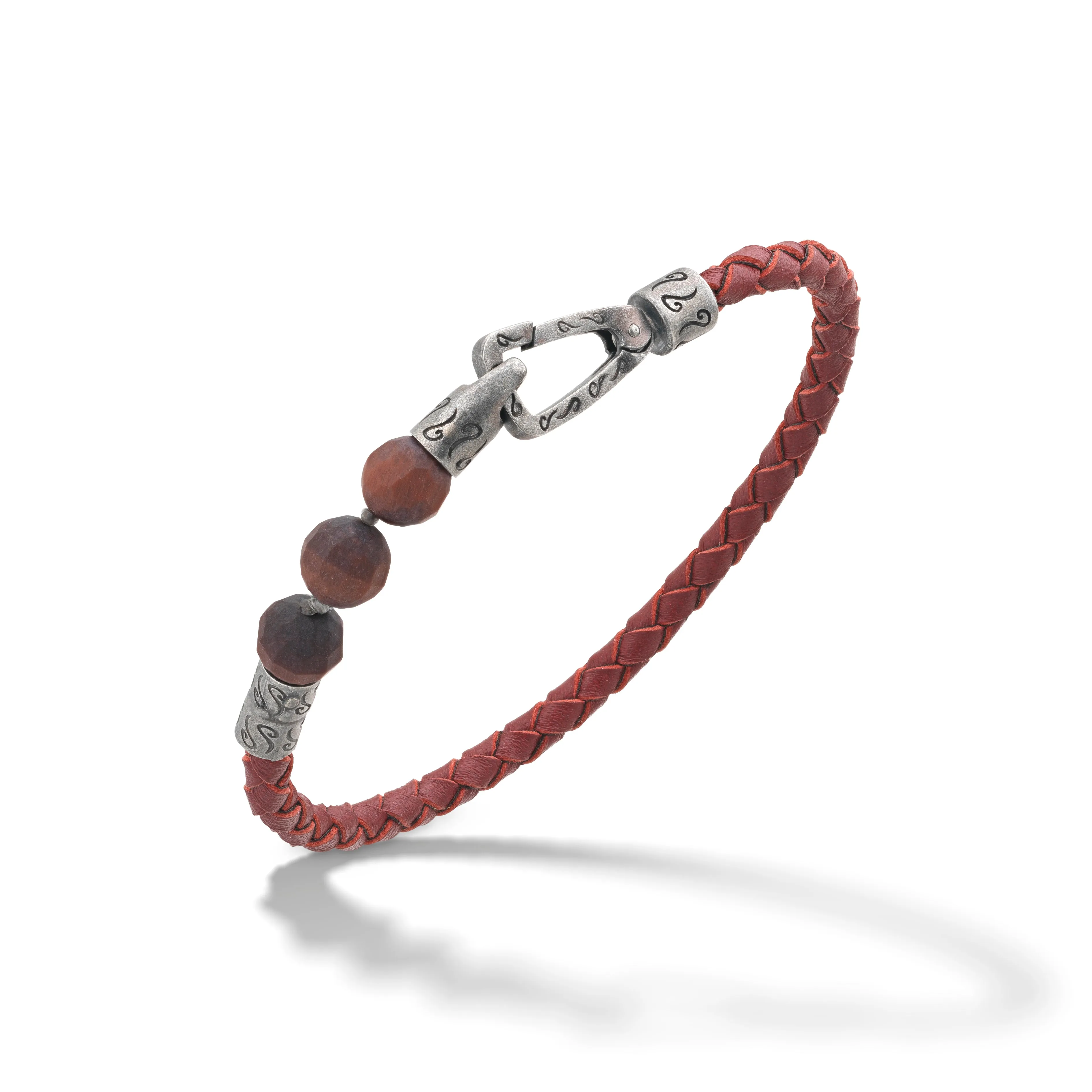 LASH 3 Beaded Red Tiger Eye with red leather bracelet sold by Marco Dal Maso