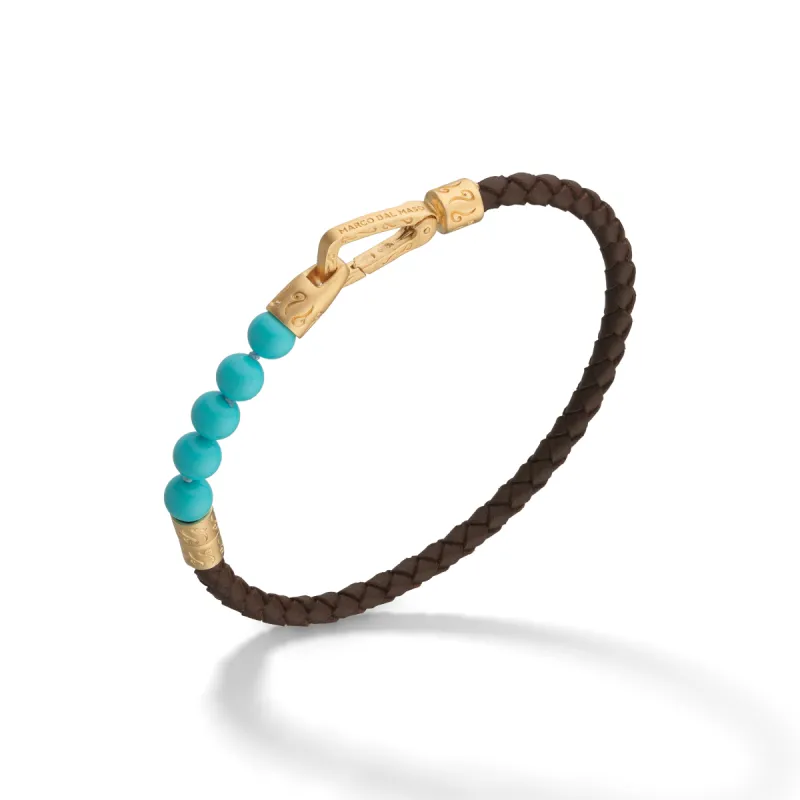 Turquoise 18K Vermeil Single Leather Bracelet sold by Marco Dal Maso