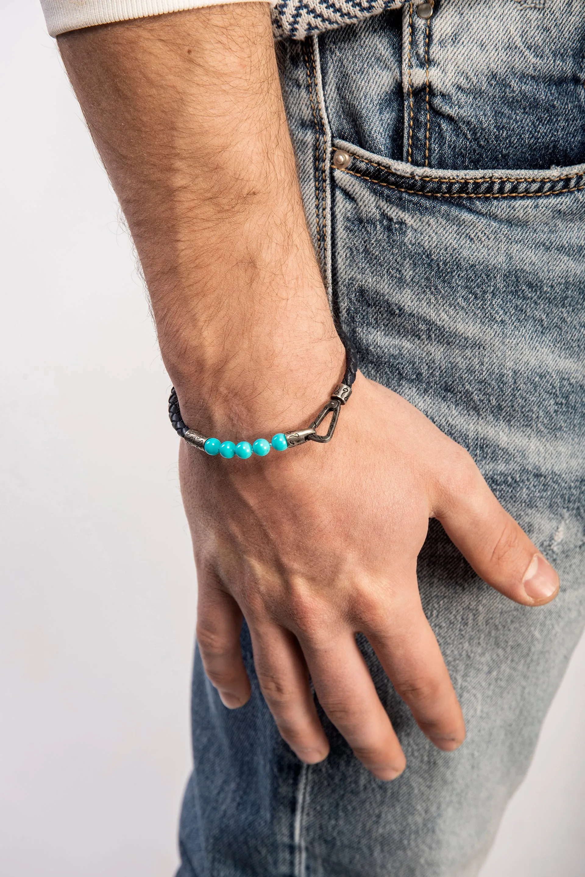 Turquoise Single Leather Bracelet sold by Marco Dal Maso product image thumbnail 2