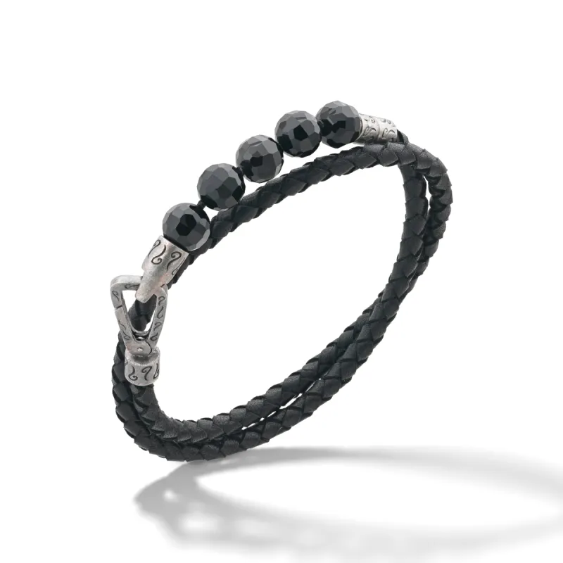 LASH Faceted Onyx Double Wrap Leather Bracelet sold by Marco Dal Maso