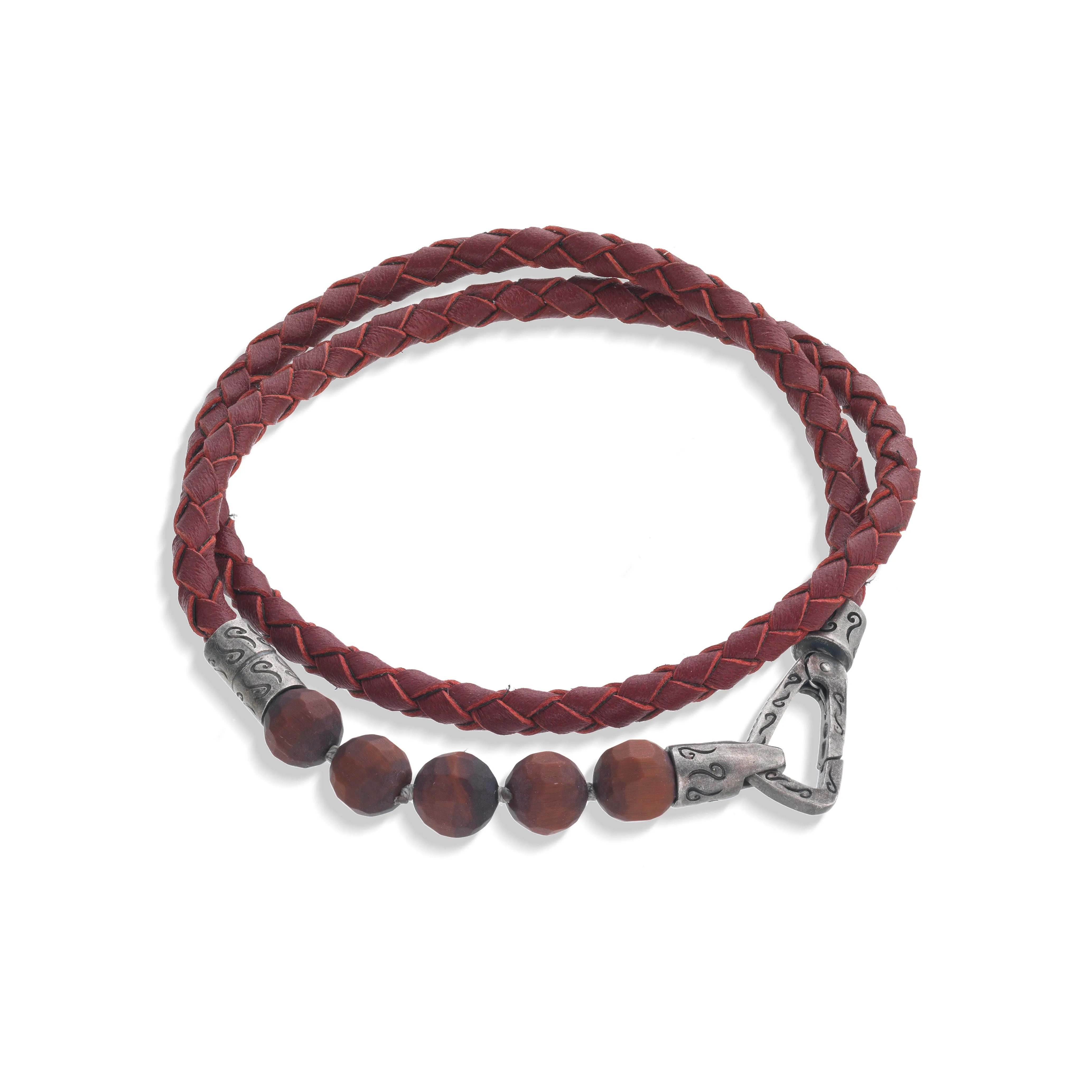 LASH Faceted Red Tiger Eye Double Wrap Leather Bracelet sold by Marco Dal Maso product image thumbnail 3